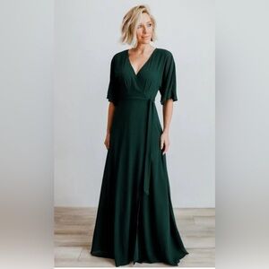 Size Small Baltic Born Forest Dark Green Lilly Wrap Maxi long Dress NWOT